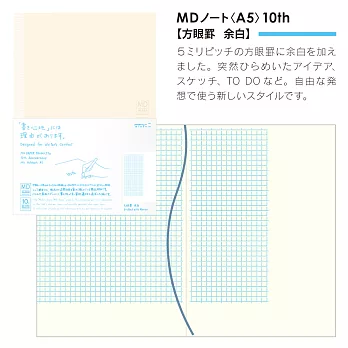 MIDORI MD Notebook 10周年限定A5筆記本-方格留白