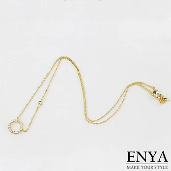 Enya★圈形水鑽項鍊金色
