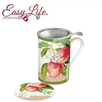 義大利 EASY LIFE  水果釀馬克杯 (304鋼質濾網 杯蓋)-水蜜桃