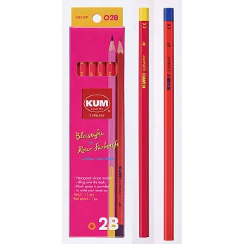 Raymay KUM系列 11支2B鉛筆+1支紅鉛筆粉紅