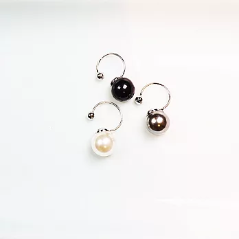 Kitch 奇趣設計 單顆珍珠耳環 免耳洞/耳夾/耳骨夾黑色