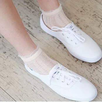 Kitch 奇趣設計 春夏新款 簍空玻璃絲造型纯色棉短襪仙女粉膚
