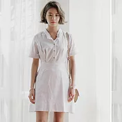 【MsMore】棉麻條紋立領洋裝100526L白