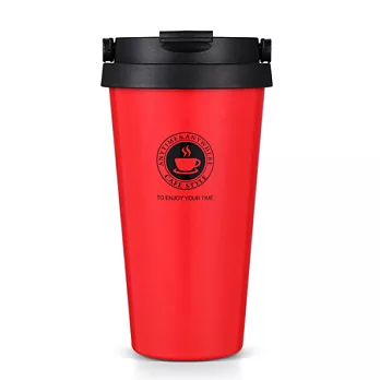 【EZlife】304不鏽鋼環保提手保溫咖啡杯時尚紅