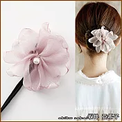 『坂井.亞希子』珍珠花朵造型丸子頭盤髮造型編髮器 -紫色