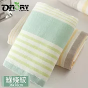 【OMORY】純棉無撚紗毛巾加長36x76cm-綠條紋