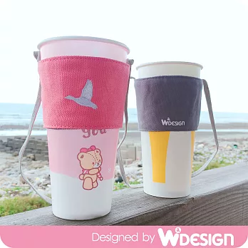[W2Design] take&go 雙面用帆布飲料提袋-候鳥粉