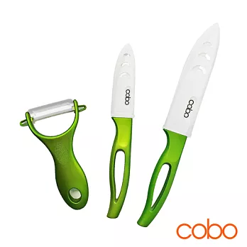 【韓國COBO】行動料理陶瓷刀具3件組 削皮器 水果刀 菜刀