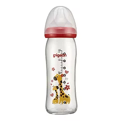 【Pigeon貝親】母乳實感彩繪玻璃奶瓶240ml(長頸鹿)