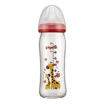 【Pigeon貝親】母乳實感彩繪玻璃奶瓶240ml(長頸鹿)