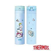【THERMOS 膳魔師】Tsum Tsum 不鏽鋼真空保溫瓶0.45L(JNS-450TT)BL(藍色)