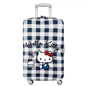 LOQI 行李箱外套／Hello Kitty 藍白格紋【L 號】