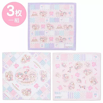 Sanrio 美樂蒂日本製布面餐巾組-緞帶拼布(一組三枚入)