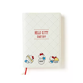 Sanrio HELLO KITTY 2019 PU圖案壓紋A6日誌本(元氣生活)