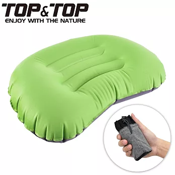 【韓國TOP&TOP】人體工學超輕便攜式口袋充氣睡枕(三色任選)綠色