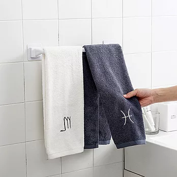 【EZlife】免打孔廚浴毛巾收納杆(2入組)長款-白色