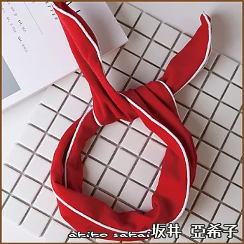 『坂井．亞希子』日系交叉布藝寬邊雪紡髮帶領巾二用-紅色