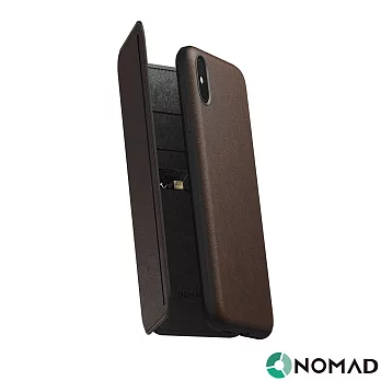 美國NOMAD經典皮革三折側掀收納保護套- iPhone Xs Max 棕