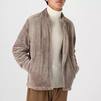 [MUJI無印良品]男聚酯纖維暖纖毛保暖拉鍊外套S~M米色