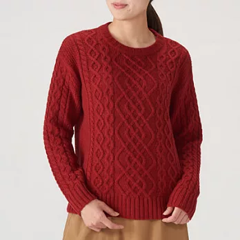 [MUJI無印良品]女氂牛毛混羊毛織紋針織衫S紅色