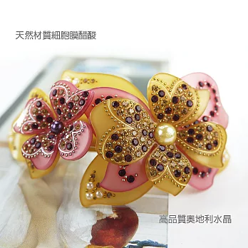 【PinkyPinky Boutique】華麗飛翔 花朵水鑽髮夾(黃色)