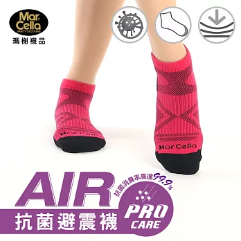 瑪榭 AIR抗菌除臭 氣墊襪/短襪(22~24cm)M紅黑