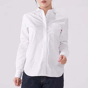 [MUJI無印良品]女有機棉水洗平織布襯衫XL白色