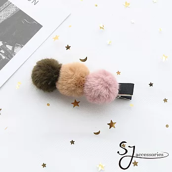 【SJ】日系藕粉糰子造型髮夾(兩色)-綠卡其粉
