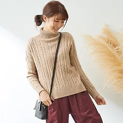 博客來 慢 生活 翻捲高領緹花針織毛衣681 Free杏色
