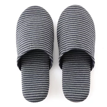 [MUJI無印良品]棉天竺攜帶用拖鞋/L/雜深藍x雜灰.24.5~27cm用(R)