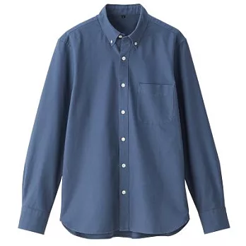 [MUJI無印良品]男新疆棉胚布染牛津布扣領襯衫XL煙燻藍