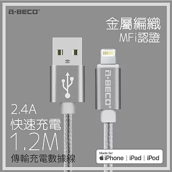 A-BECO Apple MFI原廠授權認證編織線鑄鐵灰