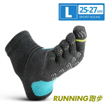瑪榭 FootSpa男襪-透氣升級方形 運動五趾襪-慢跑款(25~27cm)L鐵綠