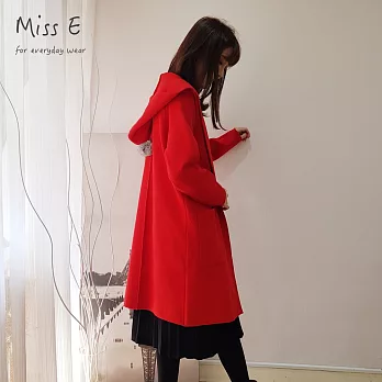 【Miss E】小紅帽毛球裝飾連帽外套40008218F紅