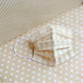 TEMARIYA 日本製可水洗手作立體口罩S(格子)-米色