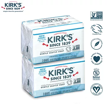 Kirks Natural 柯氏經典皂 - 原創保濕椰子 6入組 113g x6