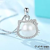 【Sayaka紗彌佳】俏皮Kitty公主鑲鑽珍珠造型項鍊