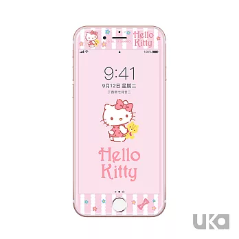 SANRIO 三麗鷗 iPhone 7/8 Hello Kitty鋼化玻璃彩繪保護貼 - 早安凱蒂貓早安凱蒂貓