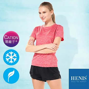 【HENIS】透涼純染 速乾機能排汗衫 (女款)M珊瑚紅