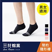 【SunFlower三花】三花簡約雙線隱形襪(襪子/短襪)深藍
