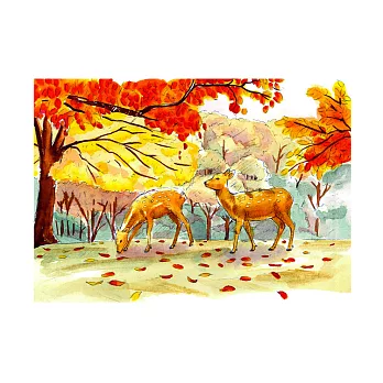 【AKASHIYA】大人的著色畫明信片 奈良的四季-秋天的奈良公園