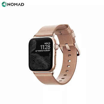 美國NOMADxHORWEEN Apple Watch專用自然原色皮革錶帶,38/40mm摩登金