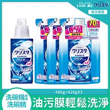 LION日本獅王 洗碗機專用酵素洗潔精 1瓶3補充包 潔淨 潔淨(效期至2023/01/13)