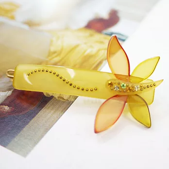 【PinkyPinky Boutique】麥芽糖透明蜻蜓水鑽髮夾(黃色)