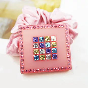 【PinkyPinky Boutique】多彩寶石方塊 水鑽髮束(粉紅色)