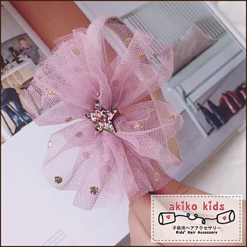 【akiko kids】日本公主網沙多層立體大花造型兒童髮髮箍 -紫粉色