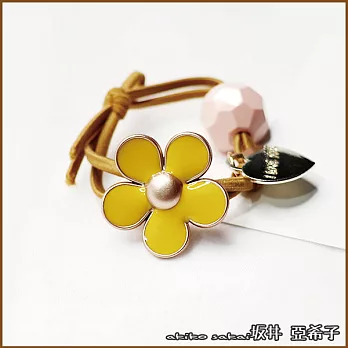 『坂井．亞希子』甜甜小雛菊花朵造型吊牌髮圈 -黃色