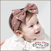 【akiko kids】可愛蝴蝶結造型棉麻布料0.5-2歲寶寶髮帶 -粉白點點