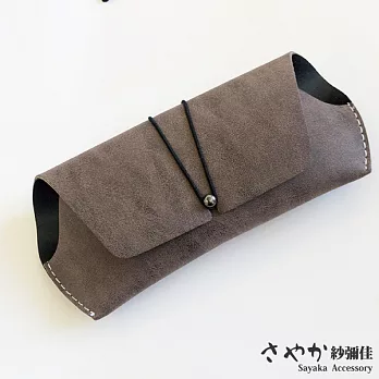 【Sayaka紗彌佳】質感設計簡約軟皮太陽眼鏡盒 -咖啡色