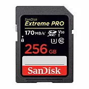 【SanDisk】Extreme PRO SDXC UHS-I U3 V30 256G 記憶卡(每秒讀170MB 寫90MB)